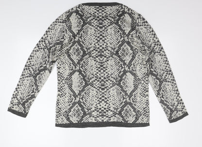 TU Womens Grey Geometric  Pullover Jumper Size 12