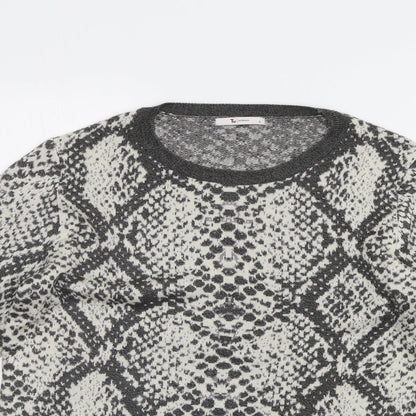 TU Womens Grey Geometric  Pullover Jumper Size 12