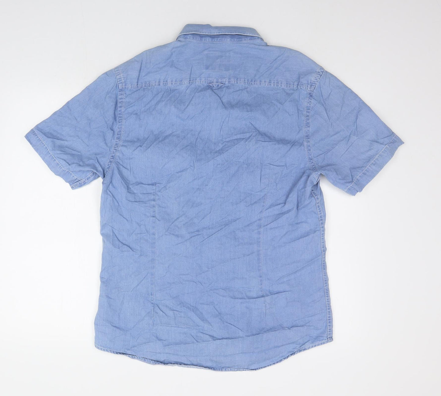 Mens UK Size M Burton menswear Blue  Button-Up Short Sleeve Casual Shirt