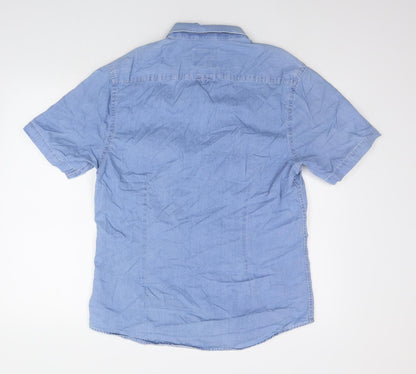 Mens UK Size M Burton menswear Blue  Button-Up Short Sleeve Casual Shirt