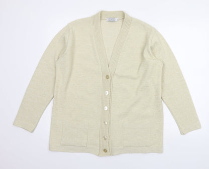Womens UK Size M Classic Beige Cardigan Jumper