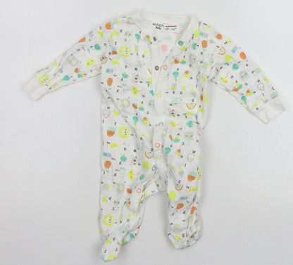 Minoti Baby White Geometric  Babygrow One-Piece Size 0-3 Months