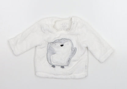 F&F Baby White Solid   Pyjama Top Size 0-3 Months  - animal print detail