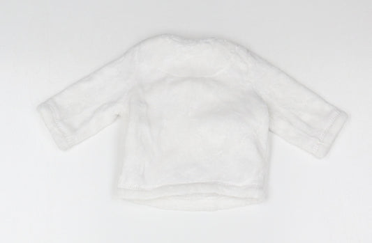F&F Baby White Solid   Pyjama Top Size 0-3 Months  - animal print detail