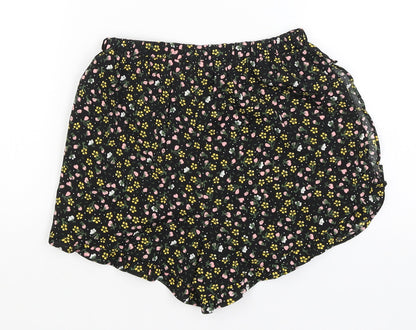 Primark Girls Black Floral  Hot Pants Shorts Size 10-11 Years