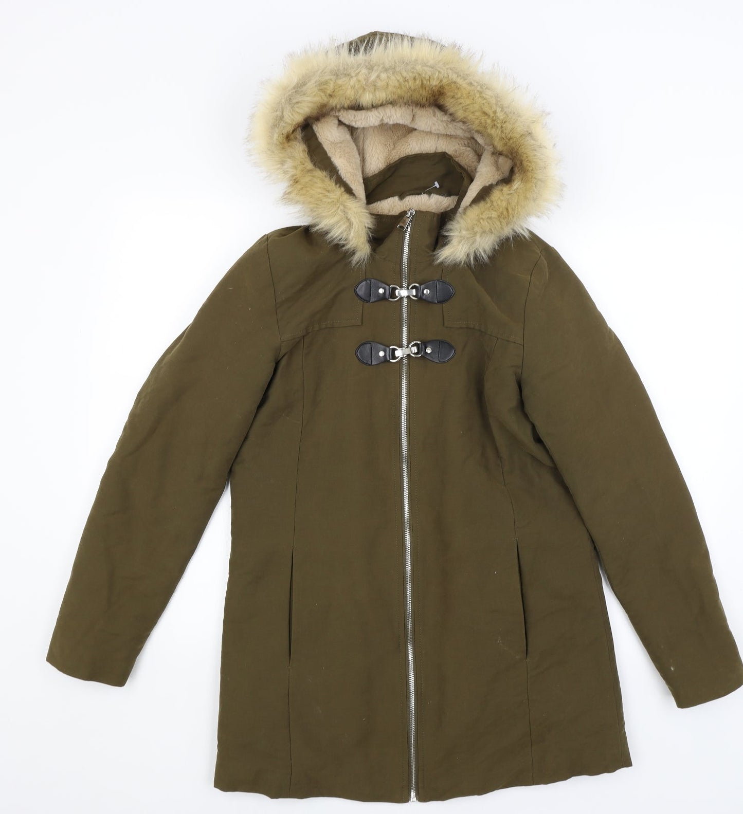 Primark Womens Green   Quilted Coat Size 2XS