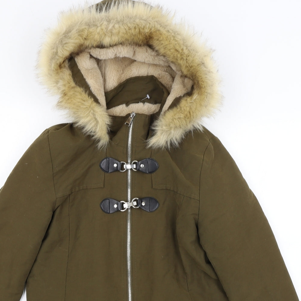 Primark Womens Green   Quilted Coat Size 2XS