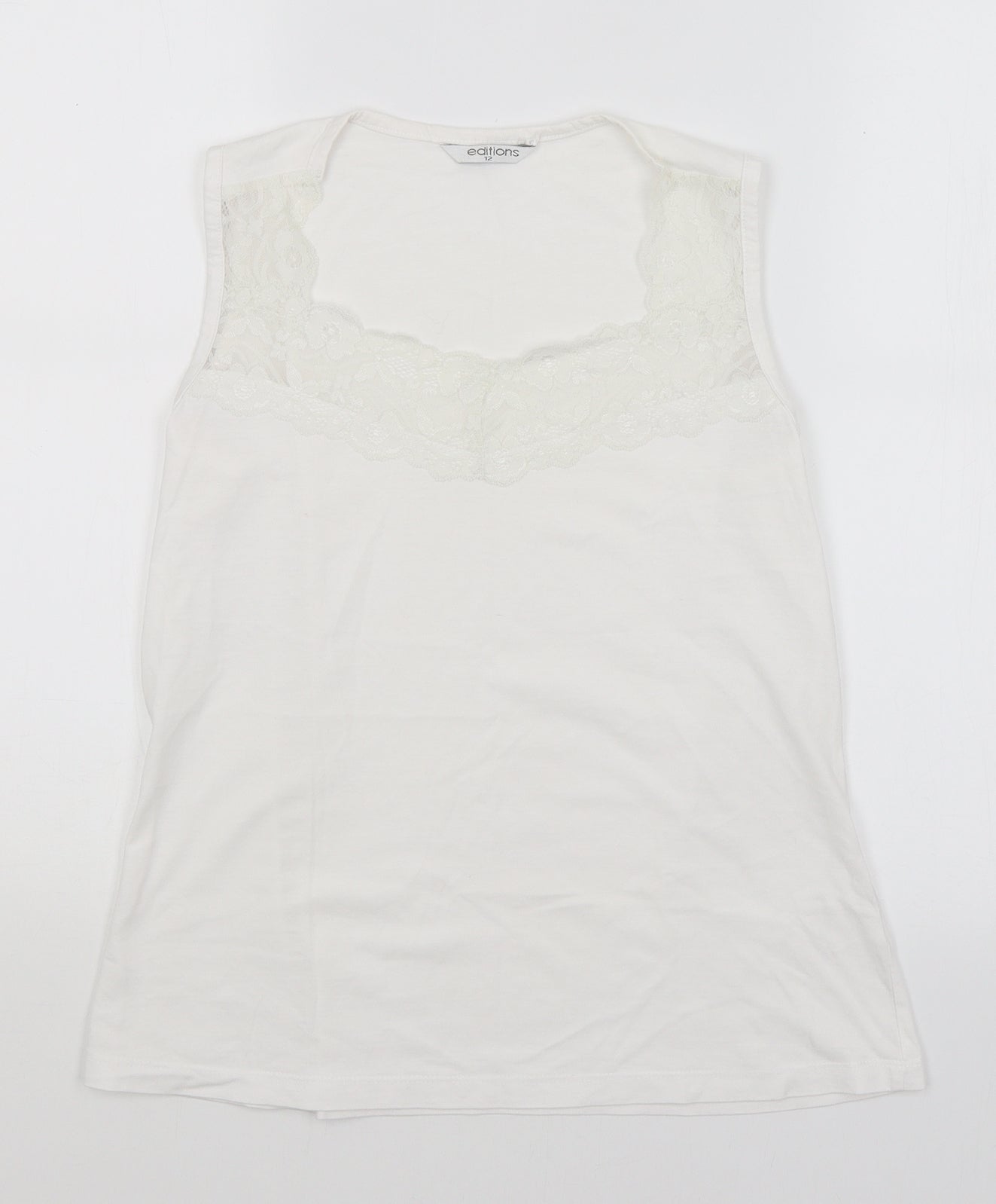 Womens UK Size 12 Editions White Basic Tank