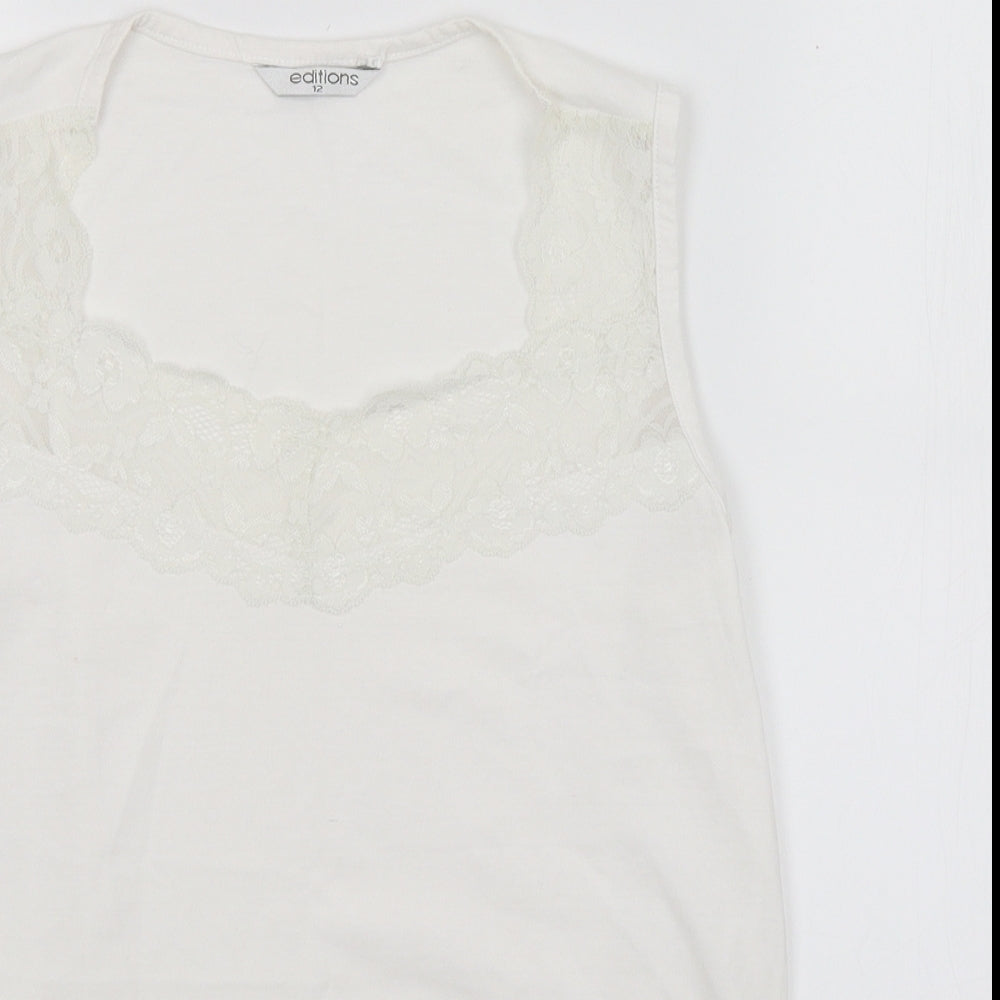 Womens UK Size 12 Editions White Basic Tank