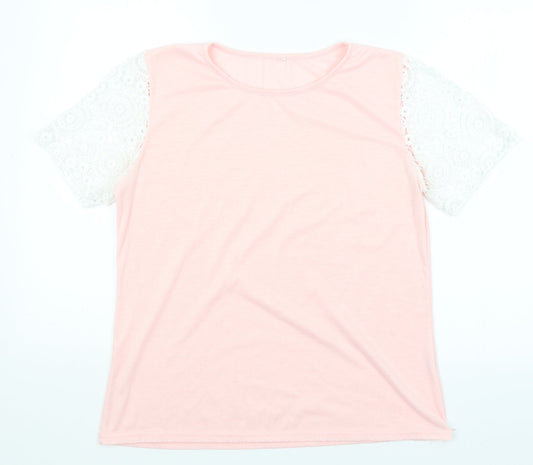 Womens UK Size XL Preworn Pink Basic T-Shirt