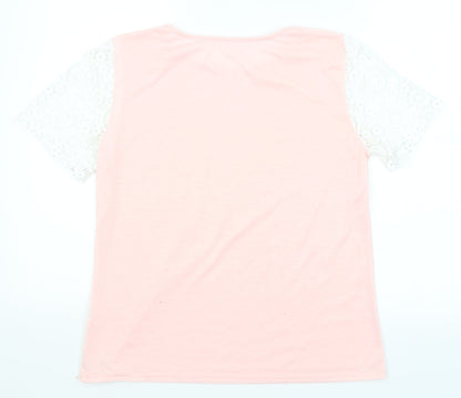 Womens UK Size XL Preworn Pink Basic T-Shirt