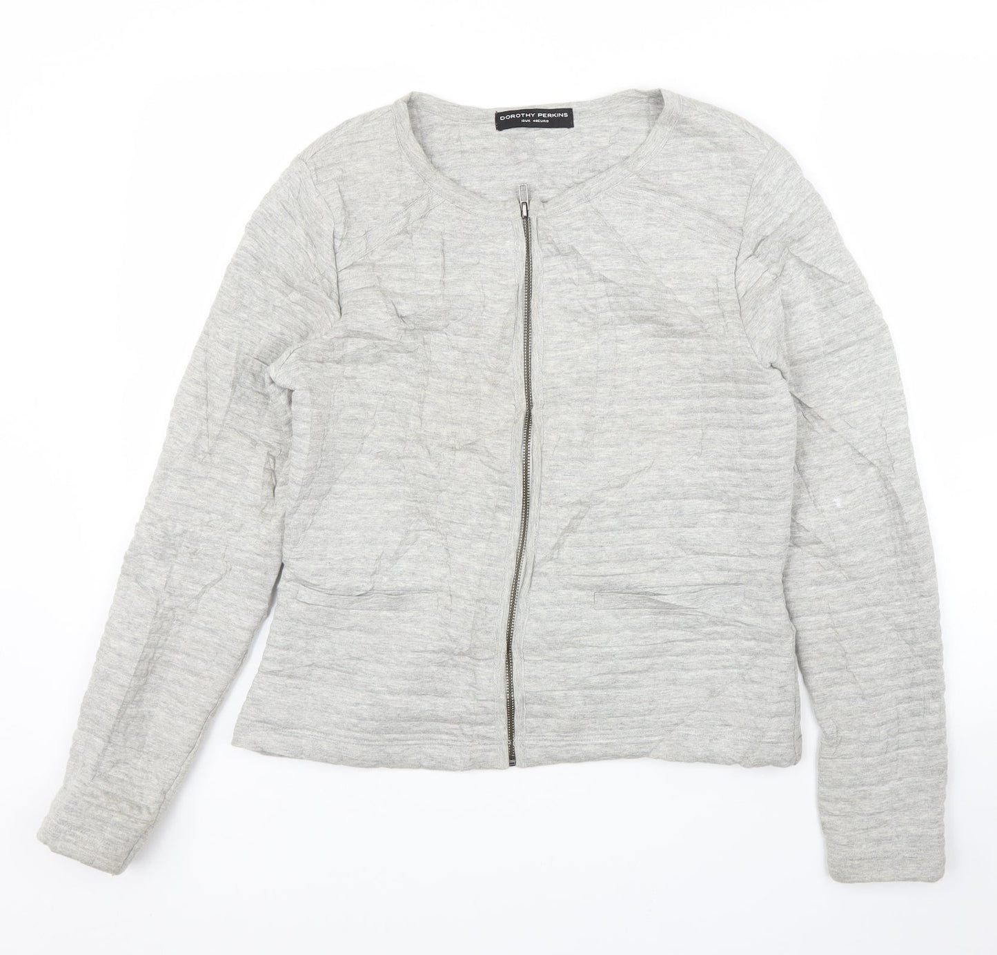 Womens UK Size 12 Dorothy Perkins Grey Full Zip Jumper