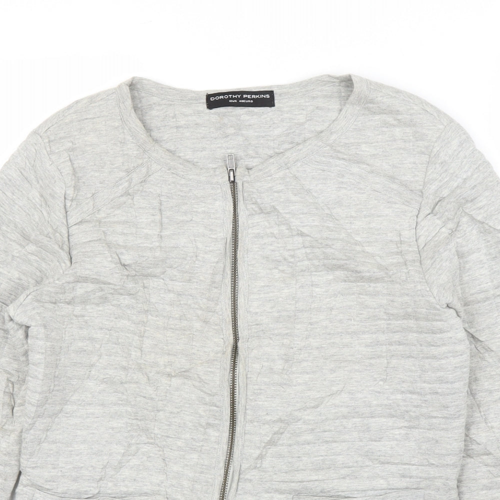 Womens UK Size 12 Dorothy Perkins Grey Full Zip Jumper