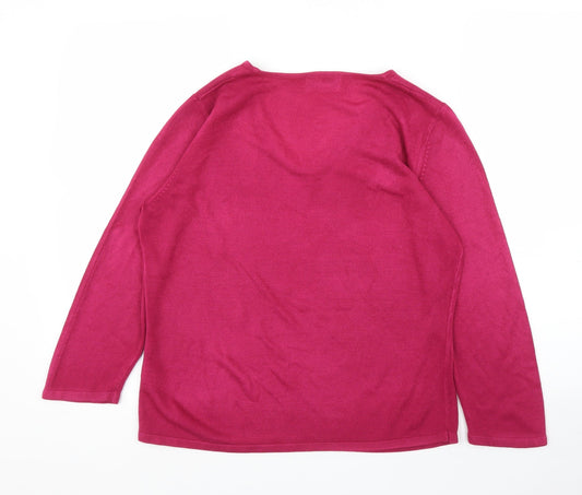BHS Womens Pink Floral  Pullover Jumper Size 14