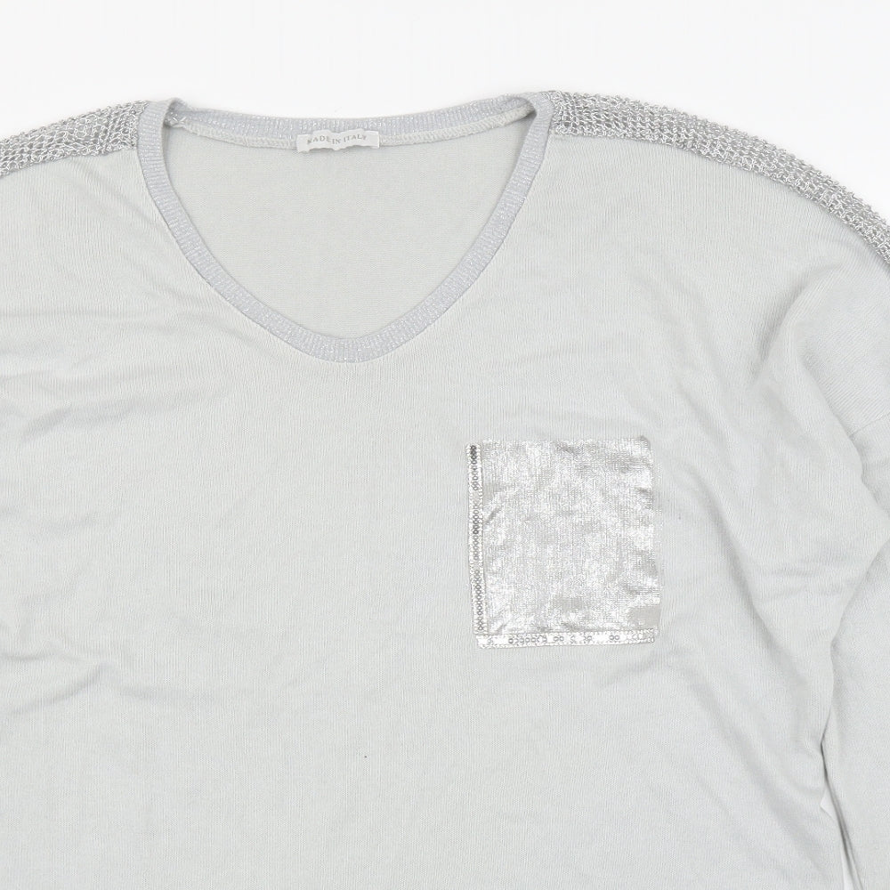 Womens UK Size L Preworn Grey Pullover Jumper