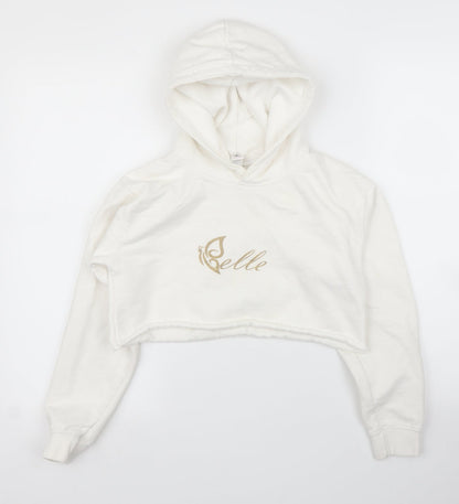 Just Hoods Girls White   Pullover Hoodie Size M
