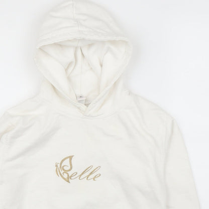 Just Hoods Girls White   Pullover Hoodie Size M