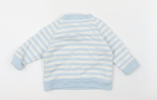 Mothercare Boys Blue Striped  Pullover Jumper Size 0-3 Months