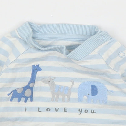 Mothercare Boys Blue Striped  Pullover Jumper Size 0-3 Months