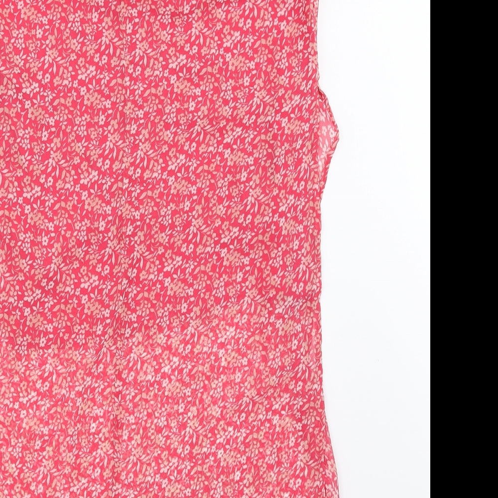 NEXT Womens Pink Floral  Basic Blouse Size 12  - Asymmetric Hem