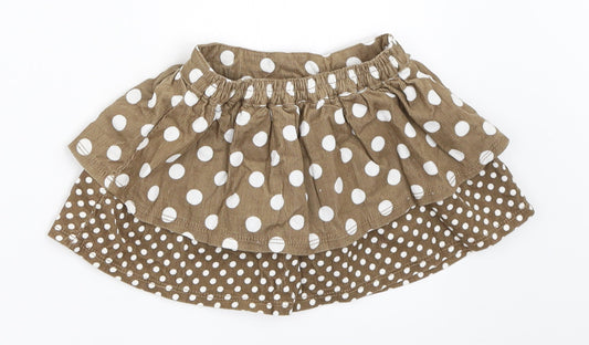 TU Girls Brown Polka Dot Corduroy Skater Skirt Size 3-6 Months