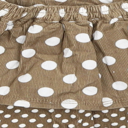 TU Girls Brown Polka Dot Corduroy Skater Skirt Size 3-6 Months