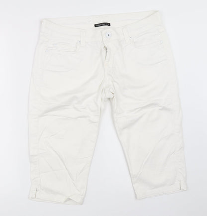 COTTON CLUB Womens White   Cropped Trousers Size 40