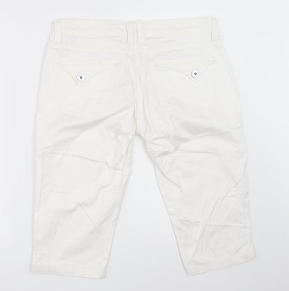 COTTON CLUB Womens White   Cropped Trousers Size 40