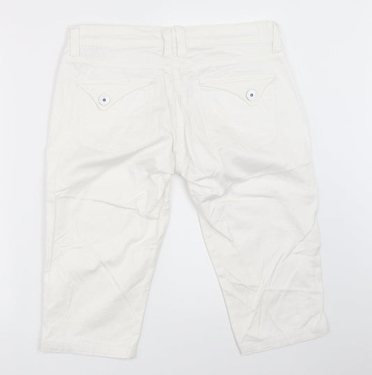 COTTON CLUB Womens White   Cropped Trousers Size 40