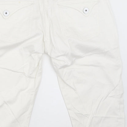 COTTON CLUB Womens White   Cropped Trousers Size 40