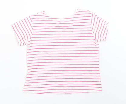 Primark Girls White Striped  Basic T-Shirt Size 7-8 Years