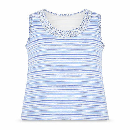Bonmarché Womens Blue Striped  Basic Tank Size L