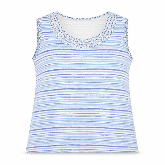Bonmarché Womens Blue Striped  Basic Tank Size L