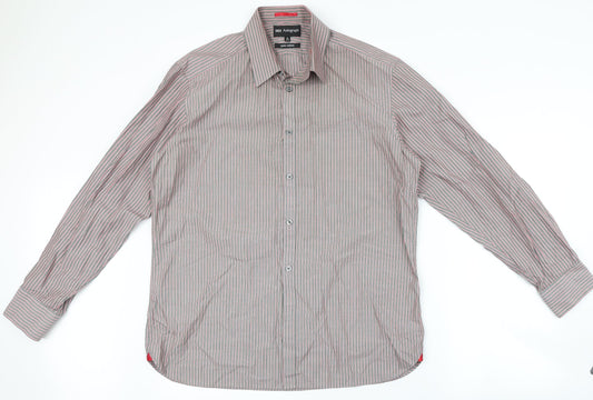 Mens UK Size 42 Marks and Spencer Grey  Button-Up Long Sleeve Casual Shirt