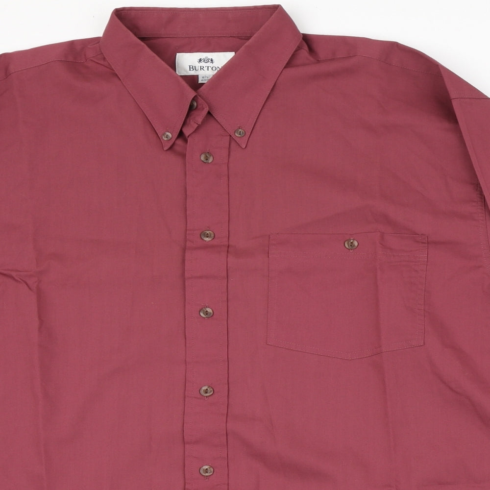Mens UK Size 42 Burton Red  Button-Up Long Sleeve Casual Shirt