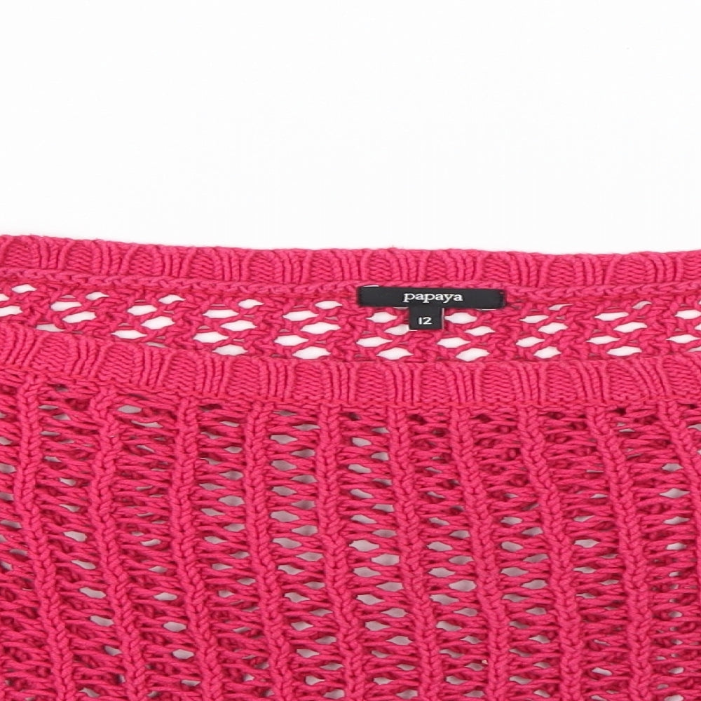 Womens UK Size 12 Papaya Pink Pullover Jumper
