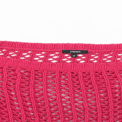 Womens UK Size 12 Papaya Pink Pullover Jumper