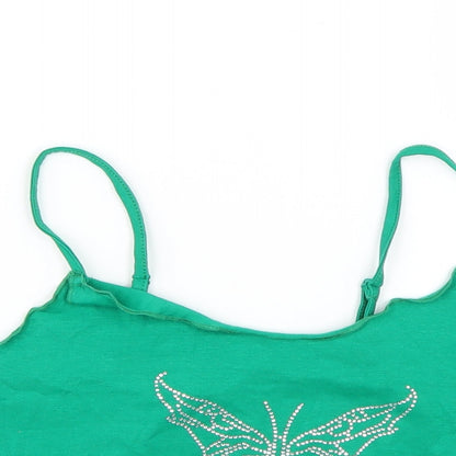 SheIn Womens Green Geometric  Basic T-Shirt Size S