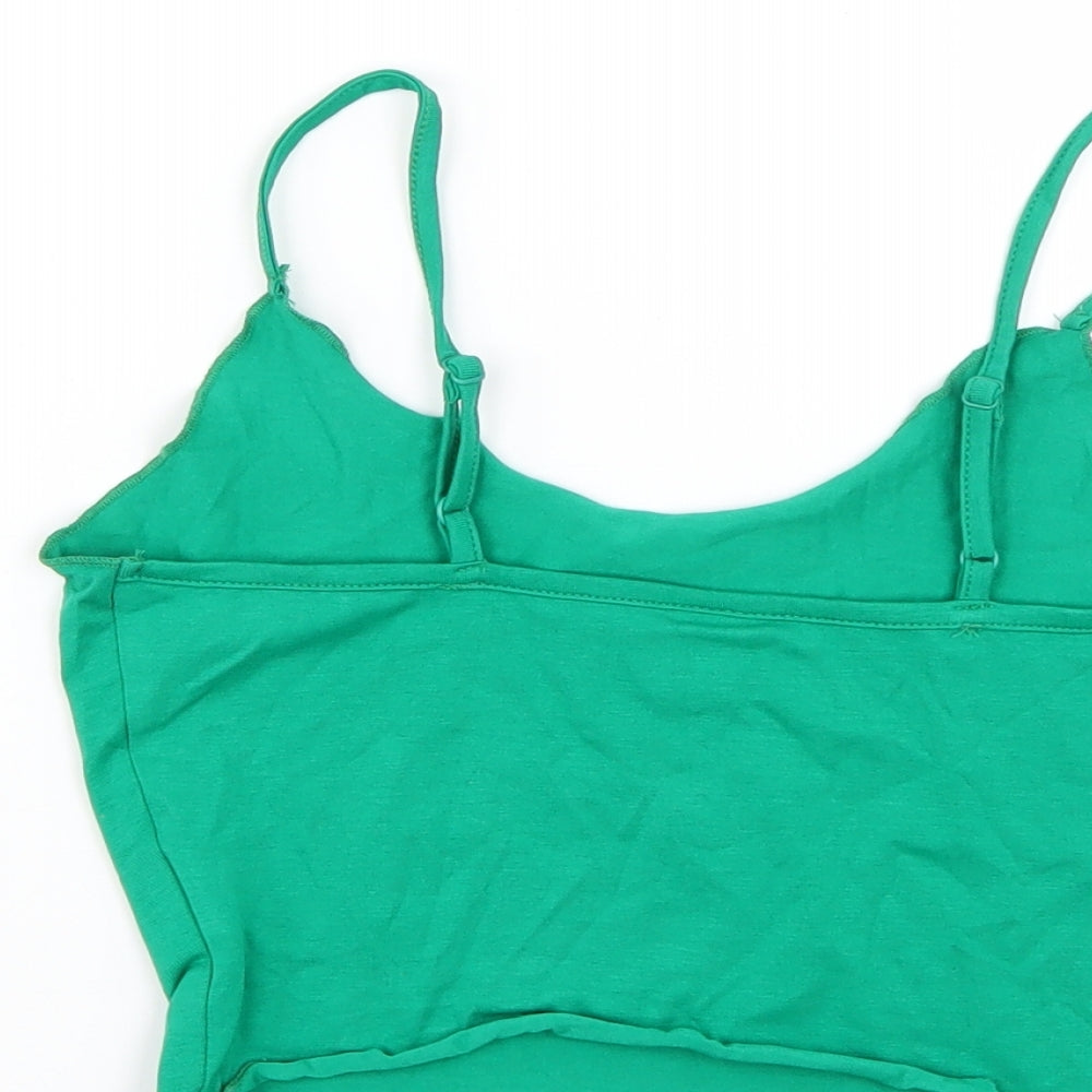 SheIn Womens Green Geometric  Basic T-Shirt Size S