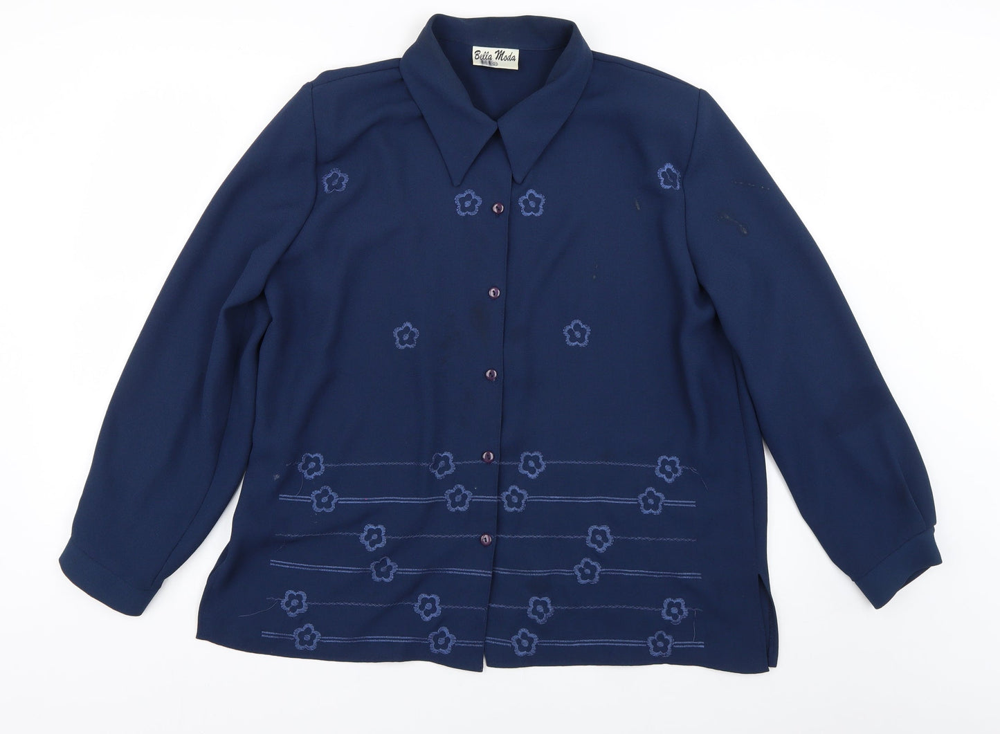 Womens UK Size 20 bella moda Blue Basic Button-Up
