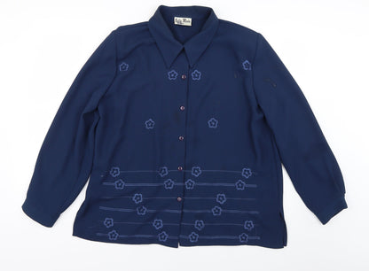 Womens UK Size 20 bella moda Blue Basic Button-Up