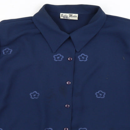 Womens UK Size 20 bella moda Blue Basic Button-Up