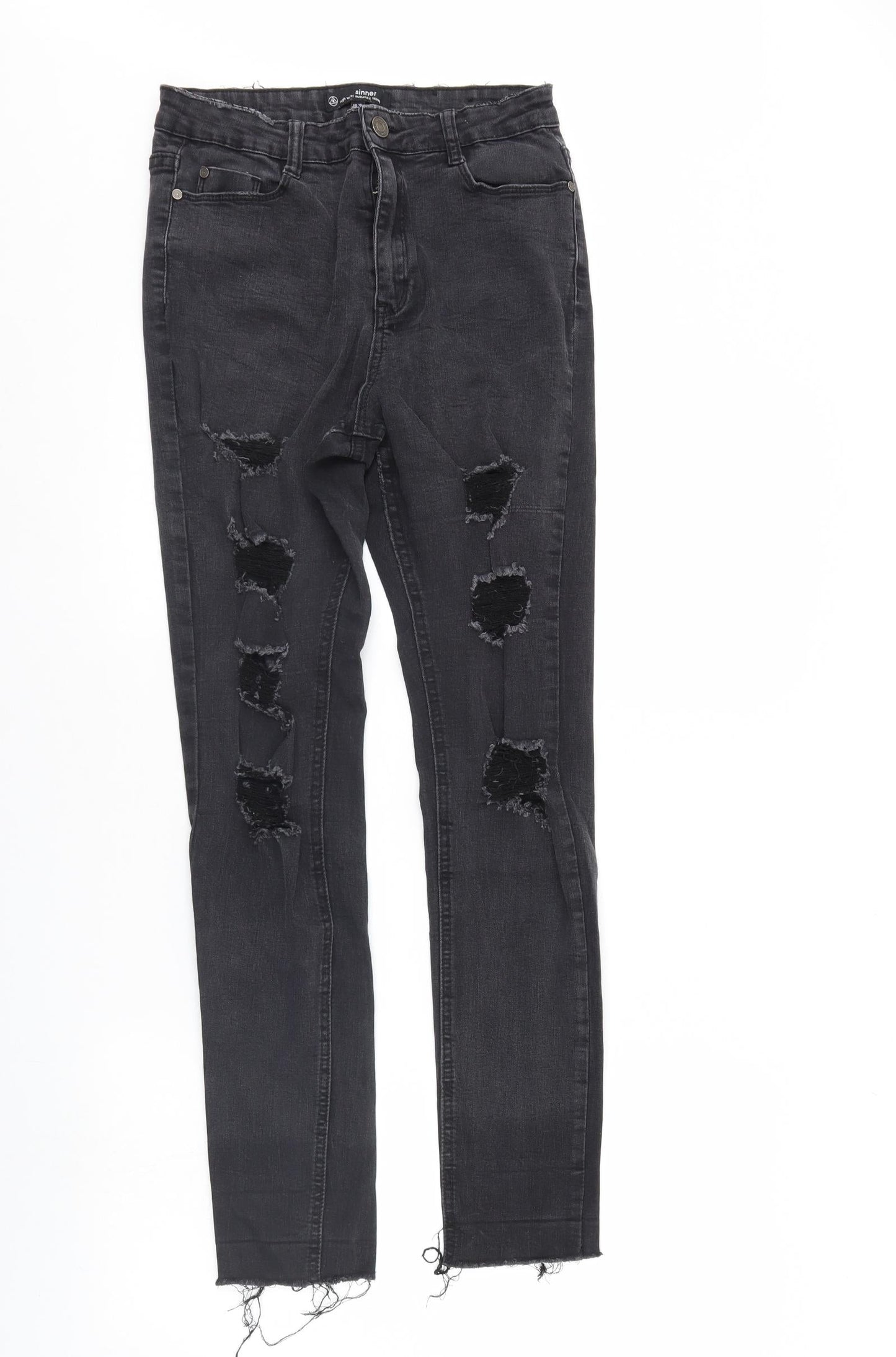Missguided Womens Black  Denim Skinny Jeans Size 10 L31 in