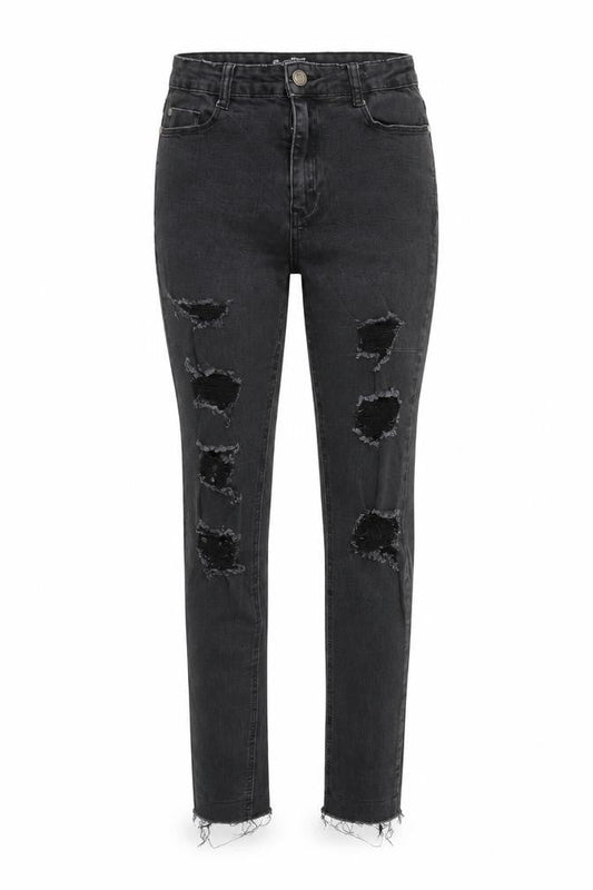 Front view of Missguided women’s black denim skinny jeans, size UK 10, 31-inch leg