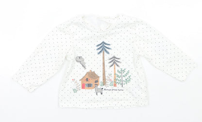 Marks and Spencer Girls White Polka Dot  Basic T-Shirt Size 12 Months