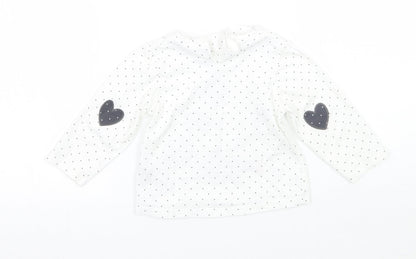 Marks and Spencer Girls White Polka Dot  Basic T-Shirt Size 12 Months