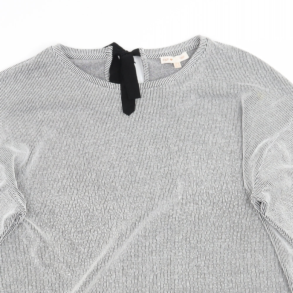 F&F Womens White Striped Rayon A-Line  Size 16