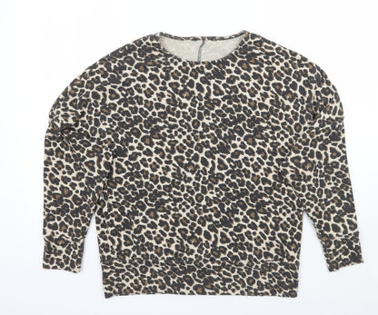 Dorothyt Womens Beige Animal Print  Pullover Jumper Size 14