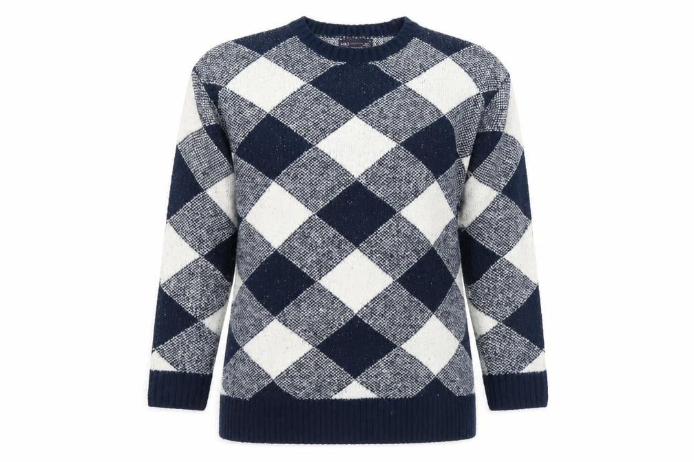 Marks & Spencer Womens Blue Check  Pullover Jumper Size M