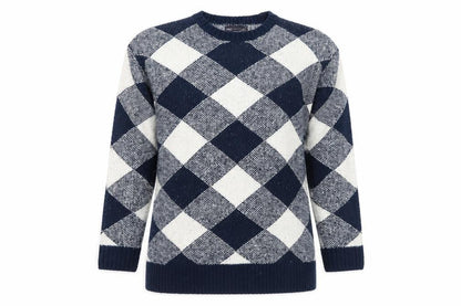 Marks & Spencer Womens Blue Check  Pullover Jumper Size M